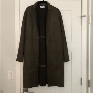 Dark Green suede long coat.